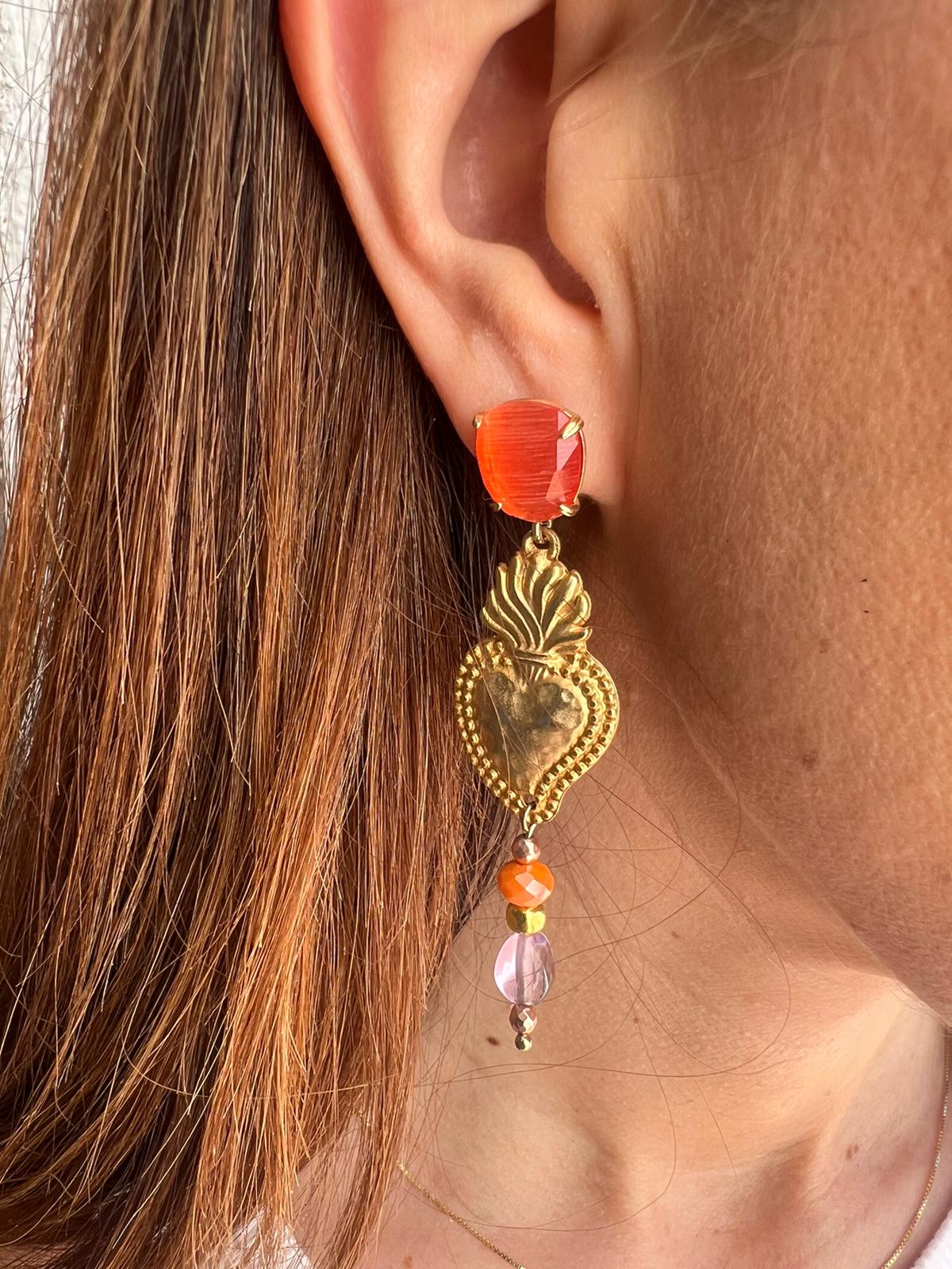 Orecchini ametista cuore