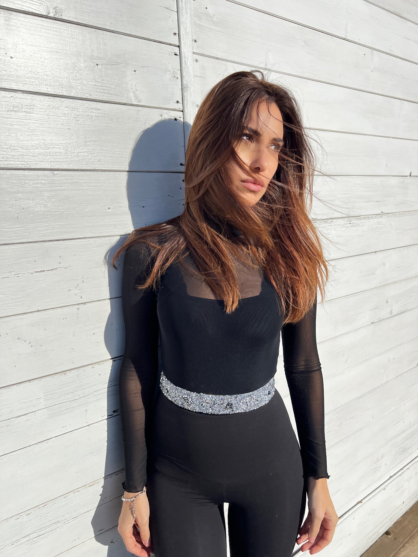 Anthracite foxi silk jewel belt