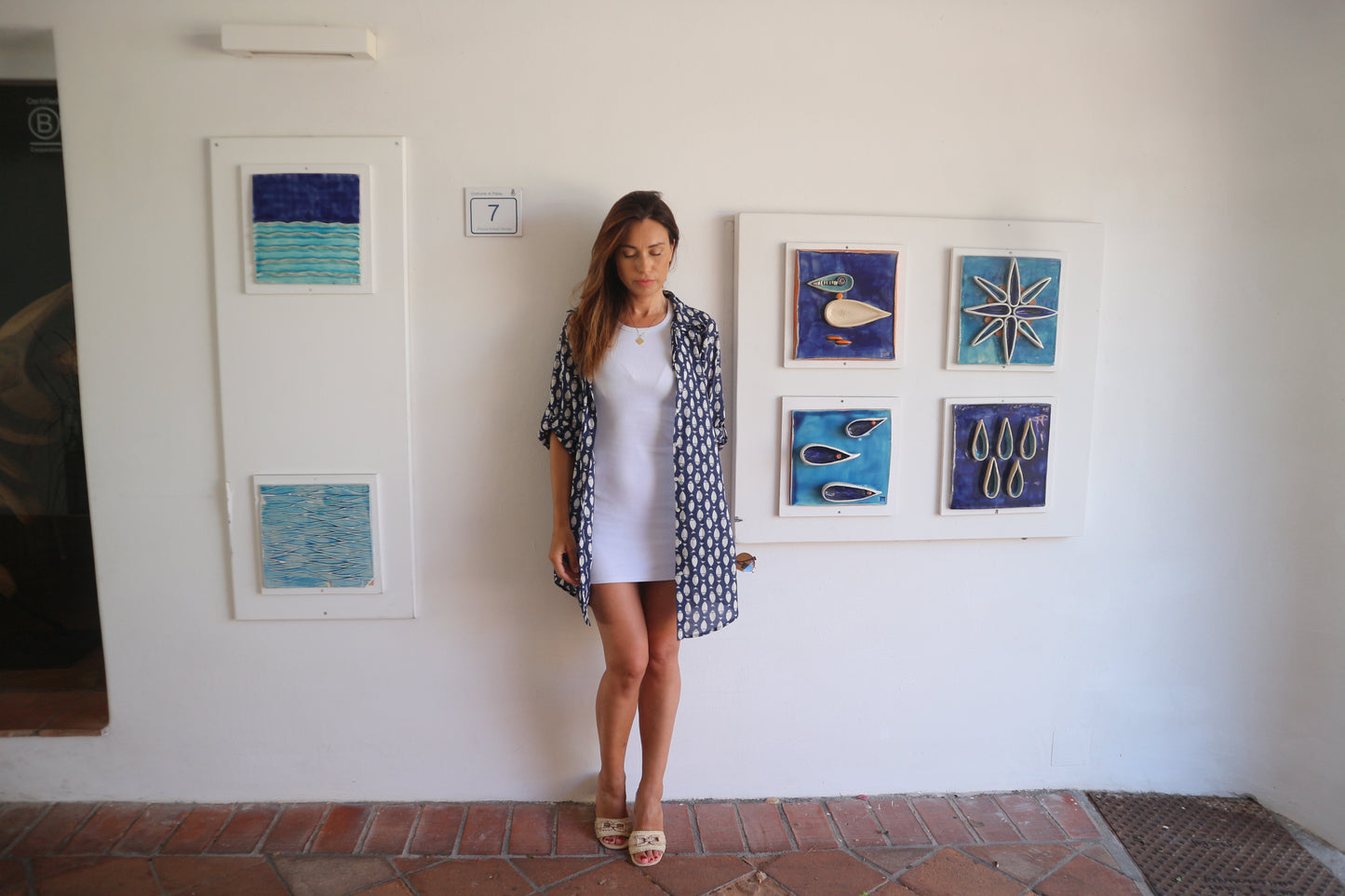 Camicia white &blue poisson