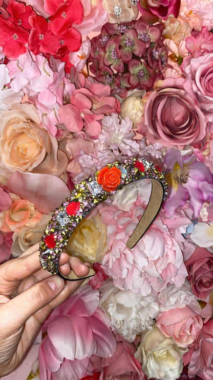 Rose jewel tiara headband