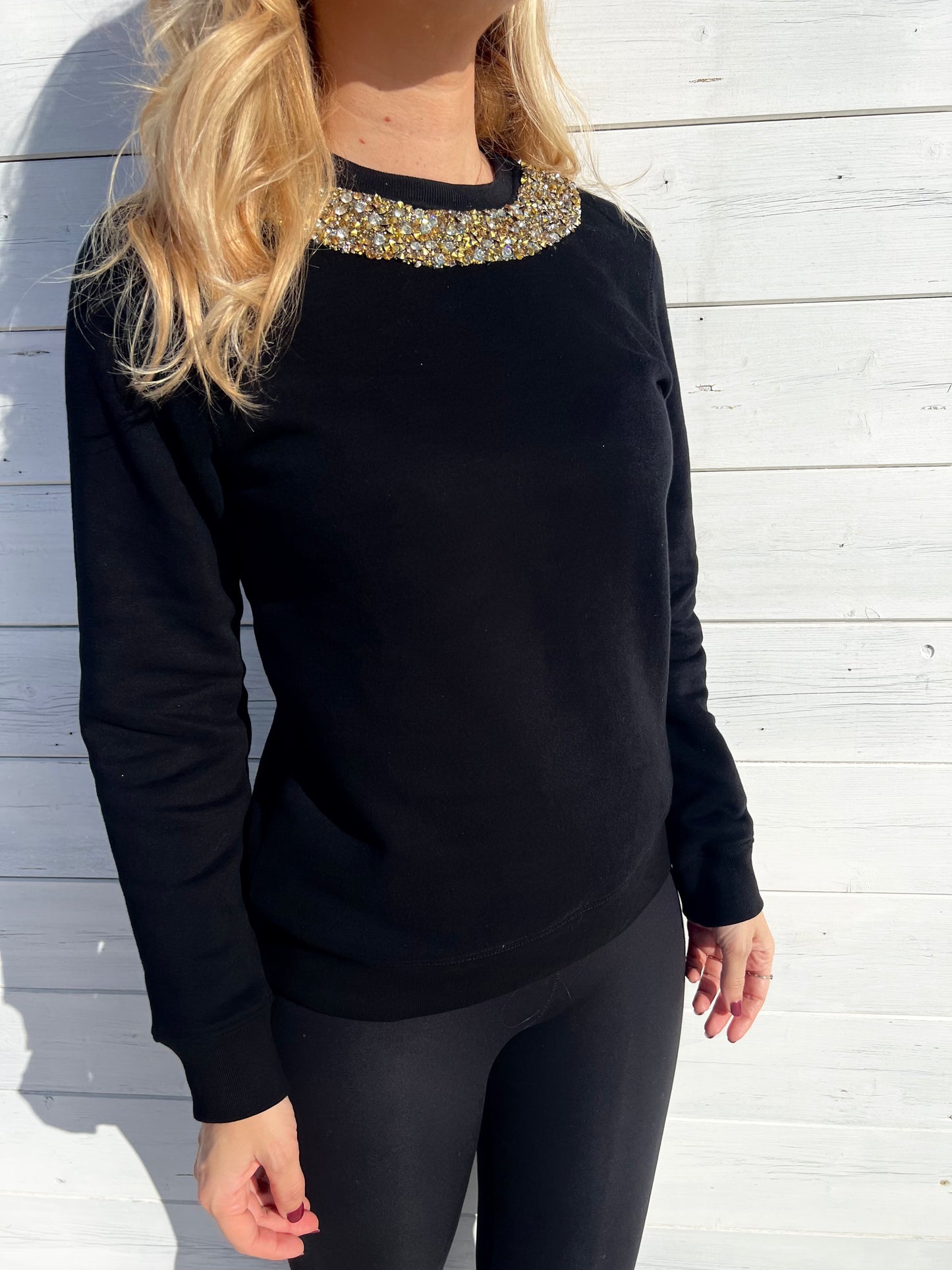Sweat Noir Bijou Argent Or
