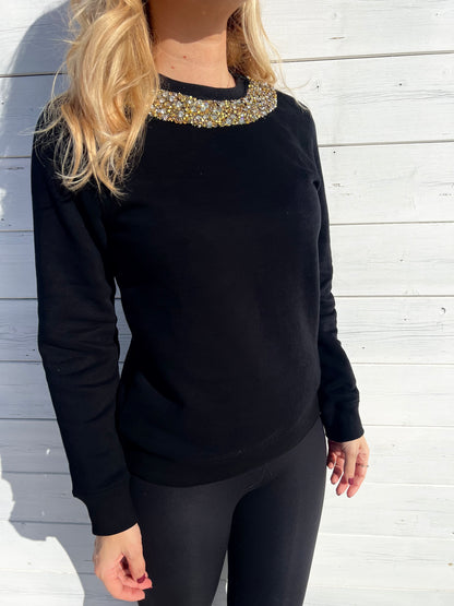Sweat Noir Bijou Argent Or