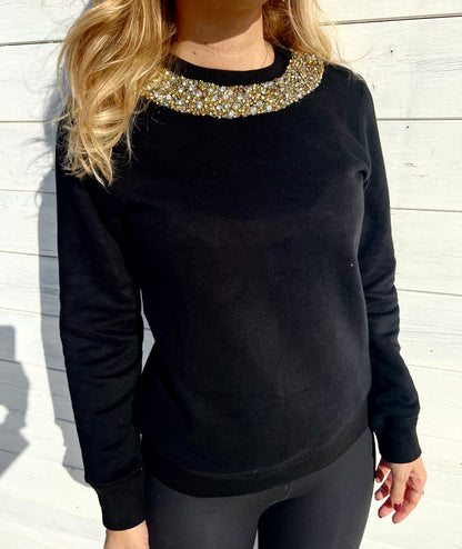 Sweat Noir Bijou Argent Or